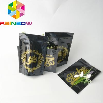 China Logo Custom Plastic Pouches Packaging Glossy Foil Weed Seed Mylar Zipper Doypack Bags for sale