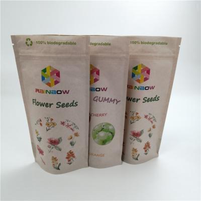 China Customized Resealable Cr Sativa / Indica Kraft Paper Pla Bag Tweed Leaf Mylar Bags for sale