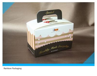 China Beautiful And Attractive Cake Packaging Paper Box Packaging With Take Away Handle for sale