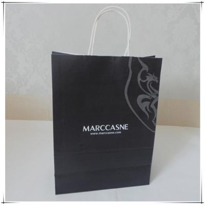 China 100 Gram Kraft Paper Shopping Bag Black / White Handle 30 x 15 x 38cm for sale