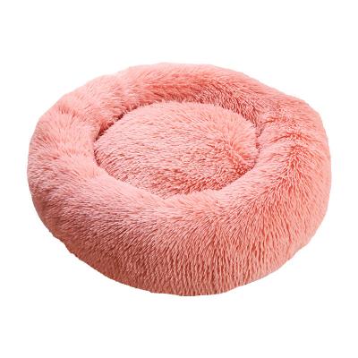 China Sustainable Soft Washable Faux Fur Dog Cushion Round Luxury Pet Beds Accessories For Pets for sale