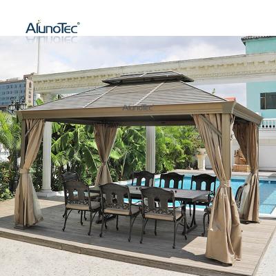 China AlunoTec ODM Garden Patio Sunroom Easily Assembled Wholesale Gazebo Kit Roof Vented Canopy Gazebo for sale