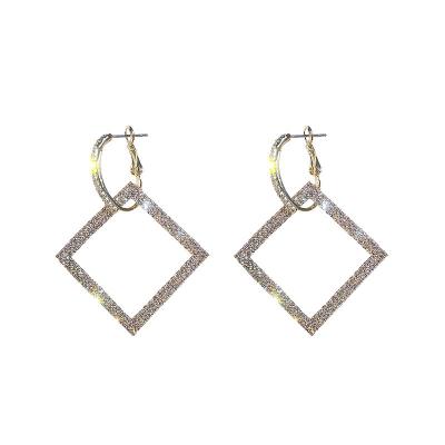 China Fashionable temperament 925 cheap silver needle exaggerated diamond square earrings for sale