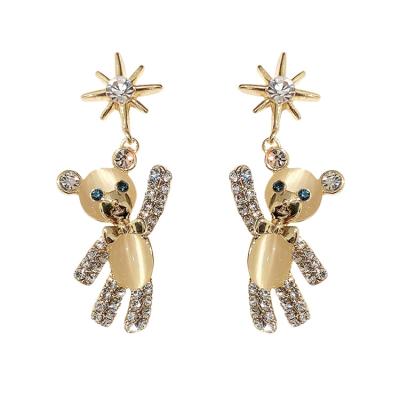 China Romantic Silver S925 Needle Fashion Temperament Micro-Inlaid Opal Bear Earrings for sale