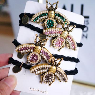 China European and American style new 2021 autumn and winter retro pearl bee hair tie hair baroque handmade rope for sale