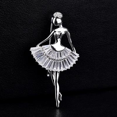 China Korean Elegant Evening Dress Accessories Brooch Custom Ladies Ballet Girl Brooch for sale