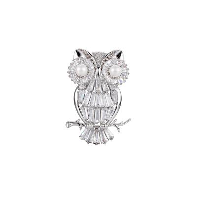 China Brooch Korean Fashion Luxury Owl Micro-Inlaid Zircon Glitter Brooch for sale