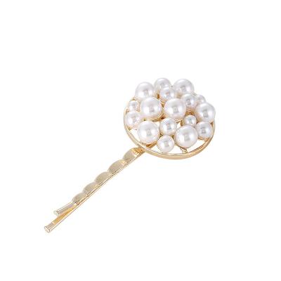 China Retro European and American Korean star pentagon round fashion temperament style pearl bullet clip for sale