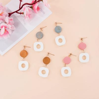 China FASHIONABLE Korean version of the new simple fashion simple wooden tassel fresh geometric earrings for sale