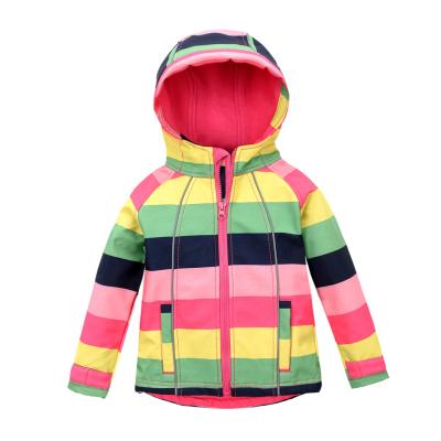 China Girls Windproof Fleece Breathable Lined Jackets With Hood Waterproof Kids Anorak Custom Kid Jacket for sale