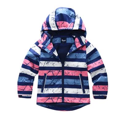 China Fleece Lined Raincoat Girl Hooded Print Raincoat Breathable Girls Outwear Fleece Jacket for sale