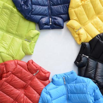 China Breathable Boys Winter Kid Hooded Light Coat Down Filled Stripper Jacket for sale