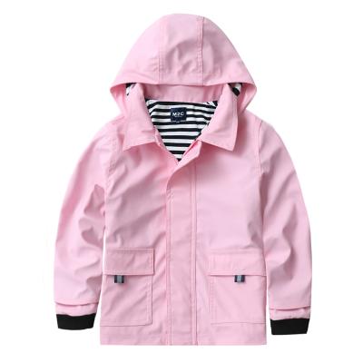 China Custom Made Kids Boys Girls PU Rain Jacket Waterproof Yellow Hooded Raincoat Raincoat for sale