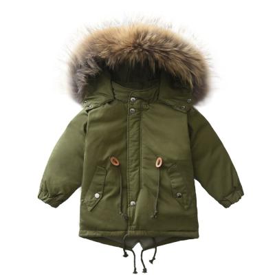 China Boys Breathable Fur Hooded Thick Stripper Parka Down Jacket Winter Coat for sale