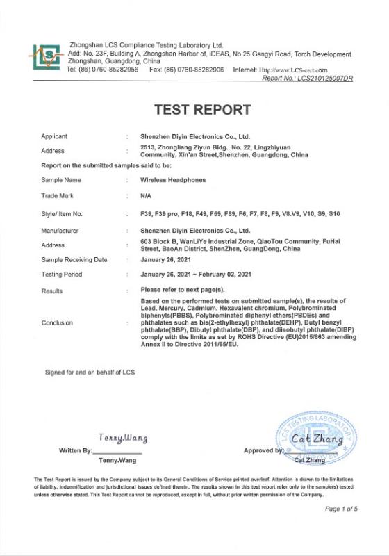 RoHS - Shenzhen Diyin Electronics Co., Ltd.