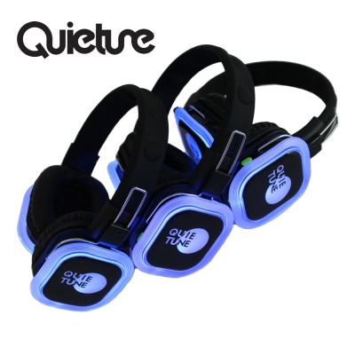 China Wireless LED Headband Light Disco F39 Silent Headphones With 3 Channels In 500M Range For Parties for sale