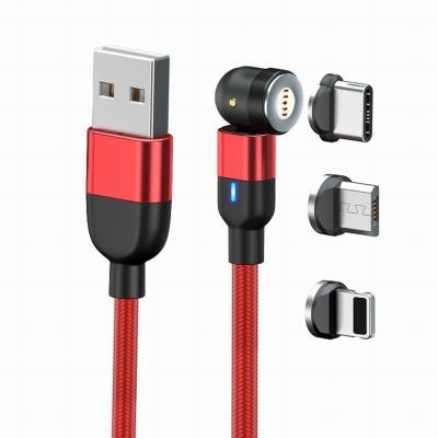 China Factory Price Speed ​​Factory Price 3 in-1 USB 540 Mobile Phone Magnetic Cable LED Fast Charging Charging Cable for sale