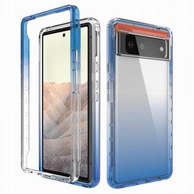 China Fashion shockproof transparent design luxury gradient color phone cover 2 in 1pc tpu shockproof phone case for google pixel 6 6 pro for sale