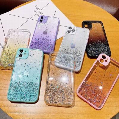 China Luxury Gorgeous Translucent Purple Embossed Star Glitter Sequin Case Cover Lens Protector Mobile Phone Case For Huawei mate30 P40 for sale