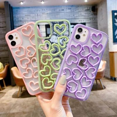 China Wholesale Fashion Women's Fashion Rainbow Heart Shaped Luxury Eco-friendly 3D Color Cell Phone Shockproof Epoxy Case For iphone 12 11 7 8 XR X for sale