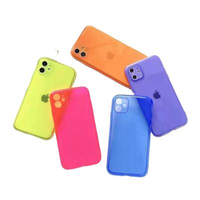 China Full-enclosed INS Mobile Phone Case Fluorescent Korean Color Max Transparent Soft Silicone Pro Phone 12 Eco-Friendly Material for sale