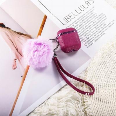 China Hot Selling Design Silicone Earbuds Storage Box Luxury Waterproof Wireless Leather Ball Headset Wireless Headphone Case Key Chain for sale