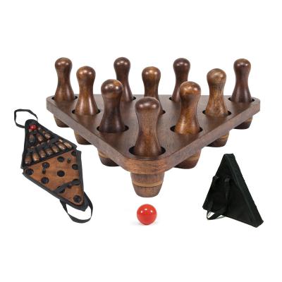 China WOODEN Shuffleboard Pin Rolling Set with Ball, Pinsetter, and Carry Bag Complete Bowling Set for Shuffleboard Table for sale