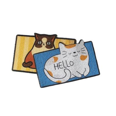 China AOTU Washable Sample Door Mats Available Funny PVC Printing Coil Mat Welcome Pet Personalized Mat for sale