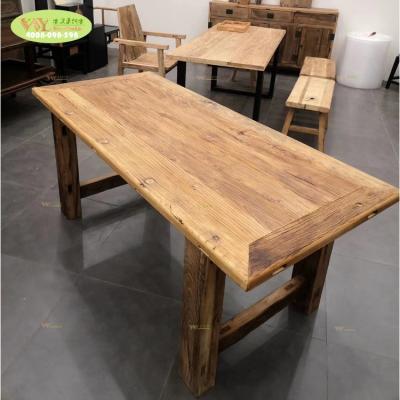 China solid wood chinese door recycle elm wood dining table/reclaimed elm wood dining table for restaurant hotel for sale