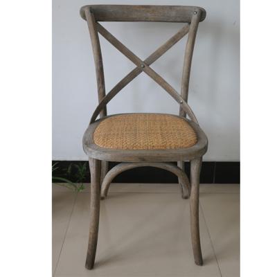 China Modular Wholesale Living Room Furniture Coffee Shop Furniture Solid Wood Antique Wooden Cross Back Wedding Dining Chair for sale