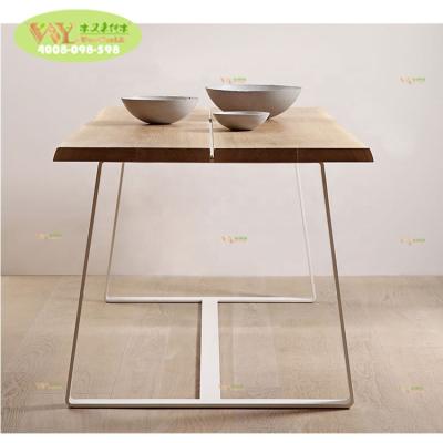 China Modern Solid Wood Solid Wood Dining Table with Metal Legs/White Oak Edge Slab Living Dining Table for sale