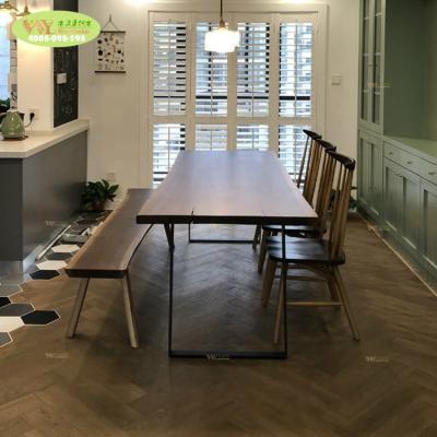 China Walnut slab dining table industrial solid wood walnut slab/hardwood wood dining table walnut slab dining table for sale