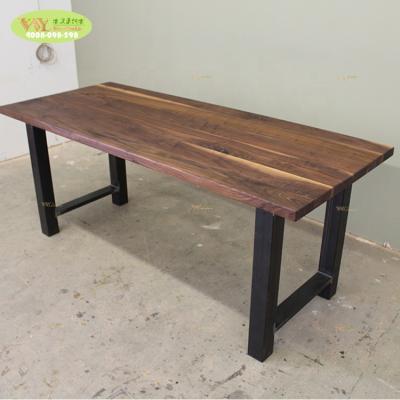 China Mediterranean Walnut Living Slab Wood Edge Coffee Tables/USA Black Walnut High End Solid Wood Dining Table For Hotel Restaurant Office for sale