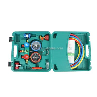 China HVAC Spare Part Manifold Gauge Set Digital Refrigerant Pressure Gauge Set With Charging Hose YX410 for sale