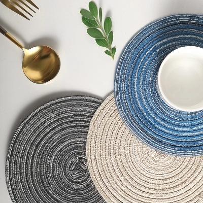 China Sustainable Woven Round Tableware Place Mat Table Mat Pad Heat Resistant Bowls Coffee Cups Coaster Home Decoration Kitchen Tool for sale