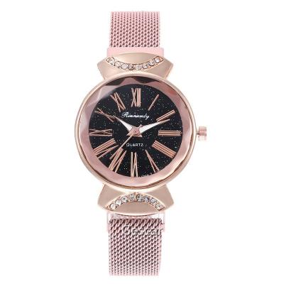 China Rinnandy Ladies Mesh Watch Roman Numerals Magnetic Belt Popular Quartz Watch Water Resistant Wholesale Price for sale