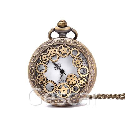 China New Arrival Steampunk Style Mechanical Skeleton Pocket Antique Watch With Chain As A Gift Hollow Out Pocket Watch for sale