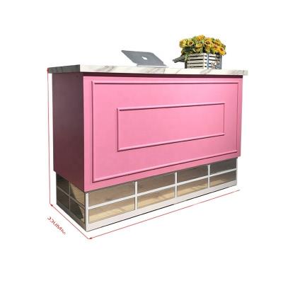 China (Size)Adjustable Pink Color Store Checkout Retail Store Counter Counter For Cosmetic Sale for sale