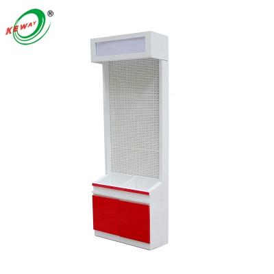 China Smoke Shop Display Retail Store Supermarket MDF Double Sided Wooden Glass Display Stand for sale