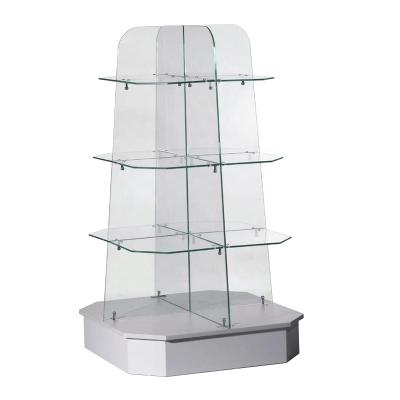 China Customized double sided glass display large medicinal plant glass shelf frameless glass cabinet for sale