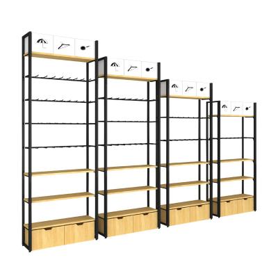 China Super Store/Wood and Metal Side Wall Supermarket Shelves Display Rack Showcas Merchandise Shelf Rack Keway Chain Store/Fabric Store for sale