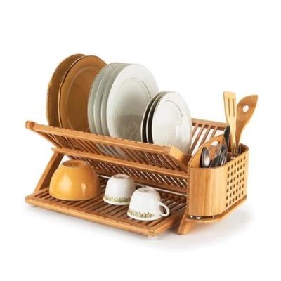 China Sustainable Wholesale Custom Single Size Bamboo Cup Rack Kitchen Dish Drying Rack for sale