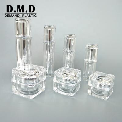 China Acrylic Cosmetic Cream Jar and Bottle Luxury Skin Care Cream Packaging 15gram 30g 50g 50ml Square Bottle for sale