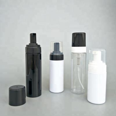 China Cosmetic In Stock 150ml 200ml 100ml 120ml 4oz White Clear Plastic Black Soap Dispenser Pump Foaming Bottle For Face Wash Detergent for sale