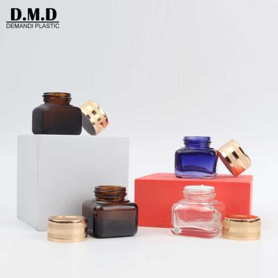 China Amber Clear Glass Jars 15ml 15 Grmas Personal Care 0.5oz 1/2 Ounce Empty Square Rectangle Cube For Eye Cream Glass Eye Cream Bottle for sale