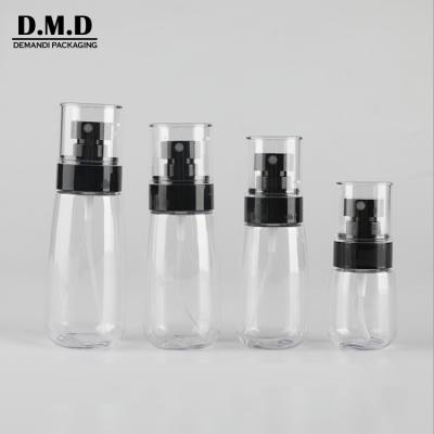 China Personal Care 30ml 60ml 80ml 100ml 2oz High Quality Empty Plastic Fine Mist PETG Black Sunscreen Spray Bottle for sale