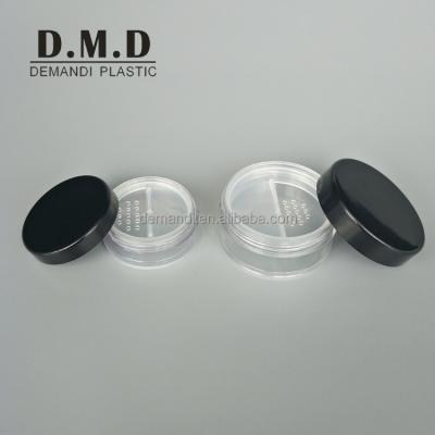 China Empty Black Loose Powder 10ml 5 Grams 20ml 20grams Loose Powder Jar With Rotating Sifter for sale