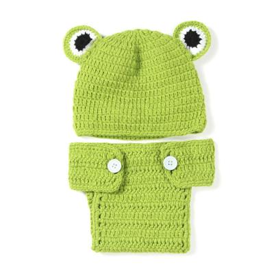 China breathable & Waterproof Newborn Photography Props Green Baby Hat Crochet Baby Frog Costume Covers Knitted Photography Props Props for sale