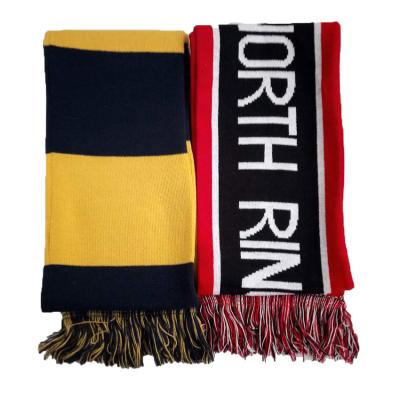 China Long Acrylic Knitted Football Club Scarf 100 Knitted Adult Winter Scarf for sale