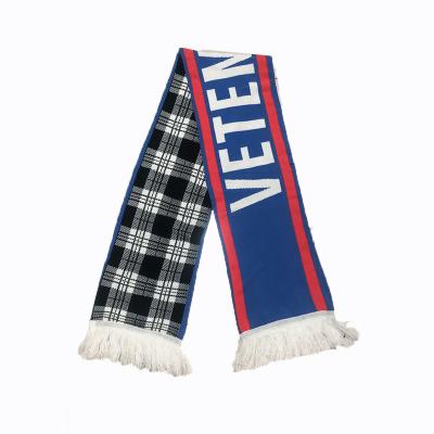 China Custom Double Sided Logo Acrylic Embroidery Supporter Football USA Long Scarf for sale